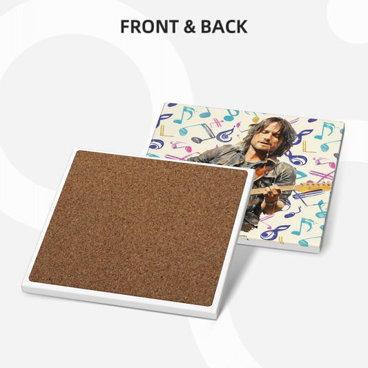 Country Music Stars, Square Ceramic Coasters 6 pcs