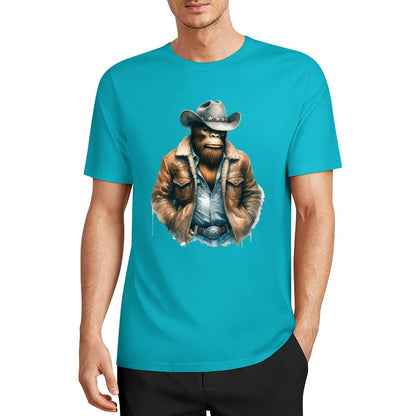Bigfoot - Sasquatch Cowboy Short Sleeve Cotton T-Shirt