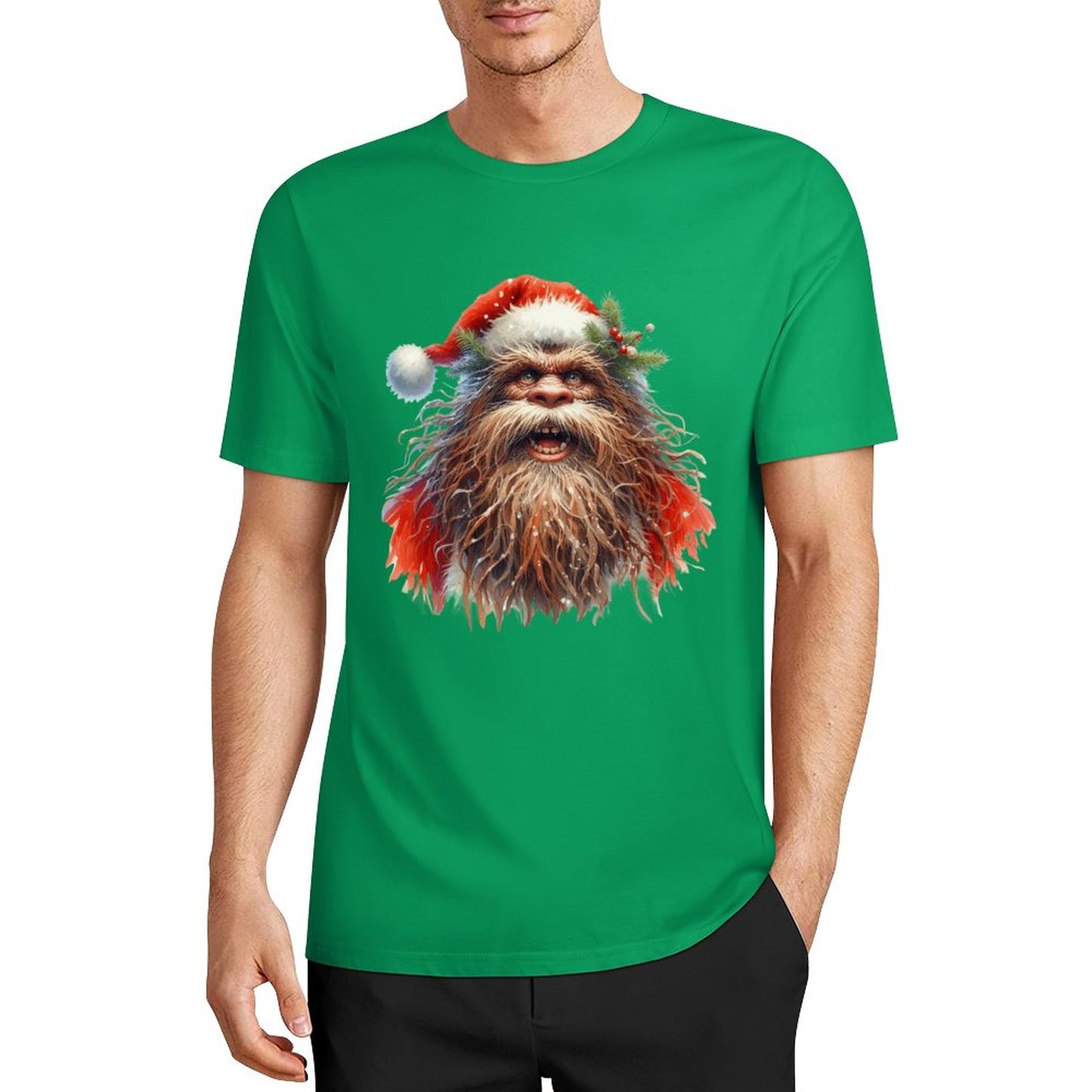 Bigfoot - Sasquatch Santa Short Sleeve Cotton T-Shirt