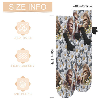 Bigfoot Daisies Magnetic Holding Hands Funny Socks – PERSONALIZE FREE