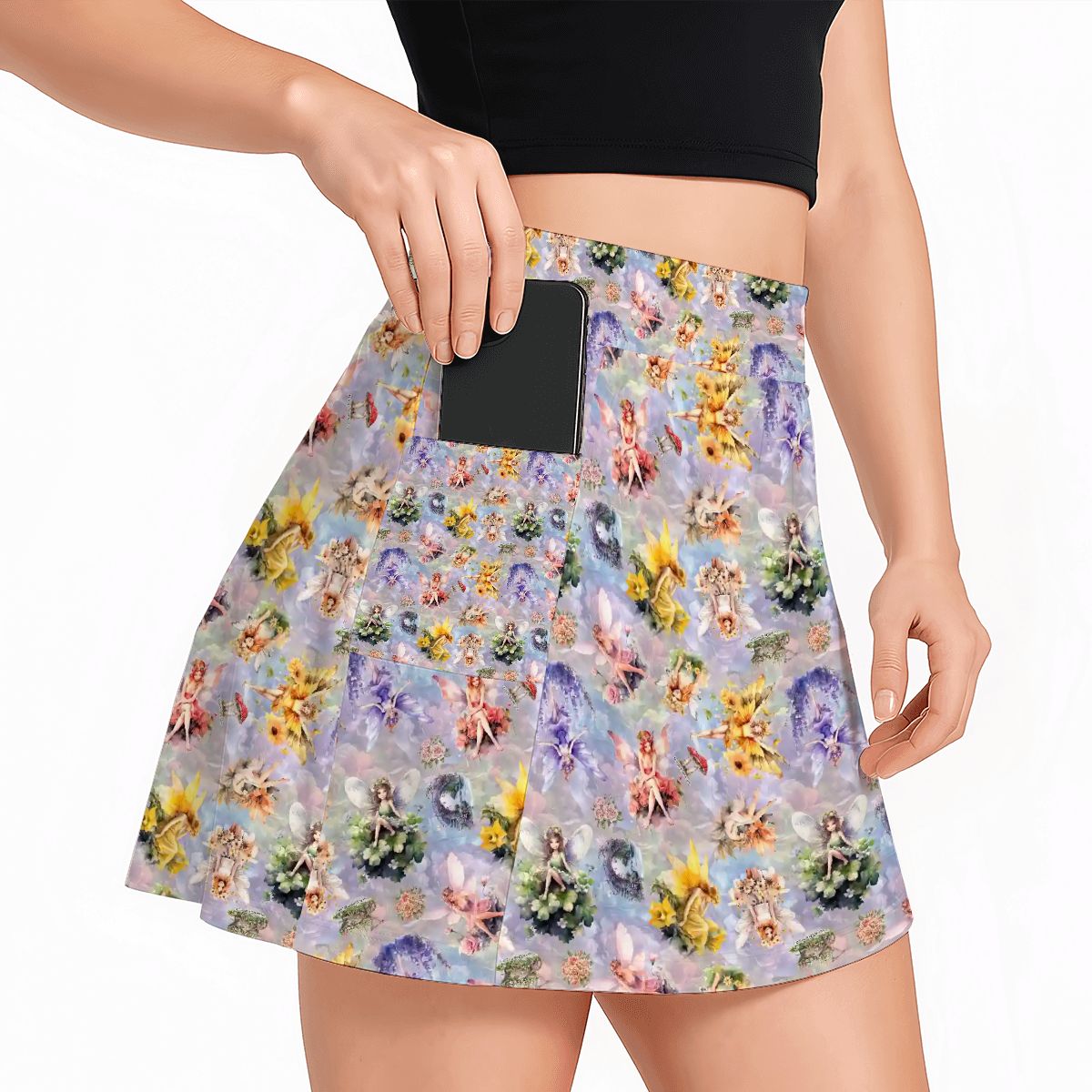 6 Fairy Designs, Women’s Milk Silk Sports Skorts with Pockets