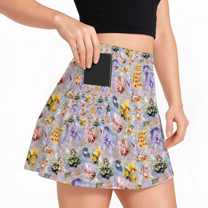 6 Fairy Designs, Women’s Milk Silk Sports Skorts with Pockets