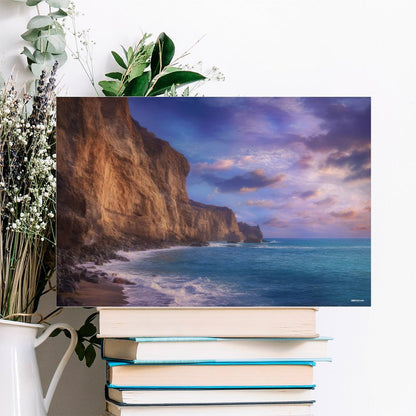 Cliff Purple Skies, Vintage Framed Canvas Art - 2 Sizes – Made in the USA
