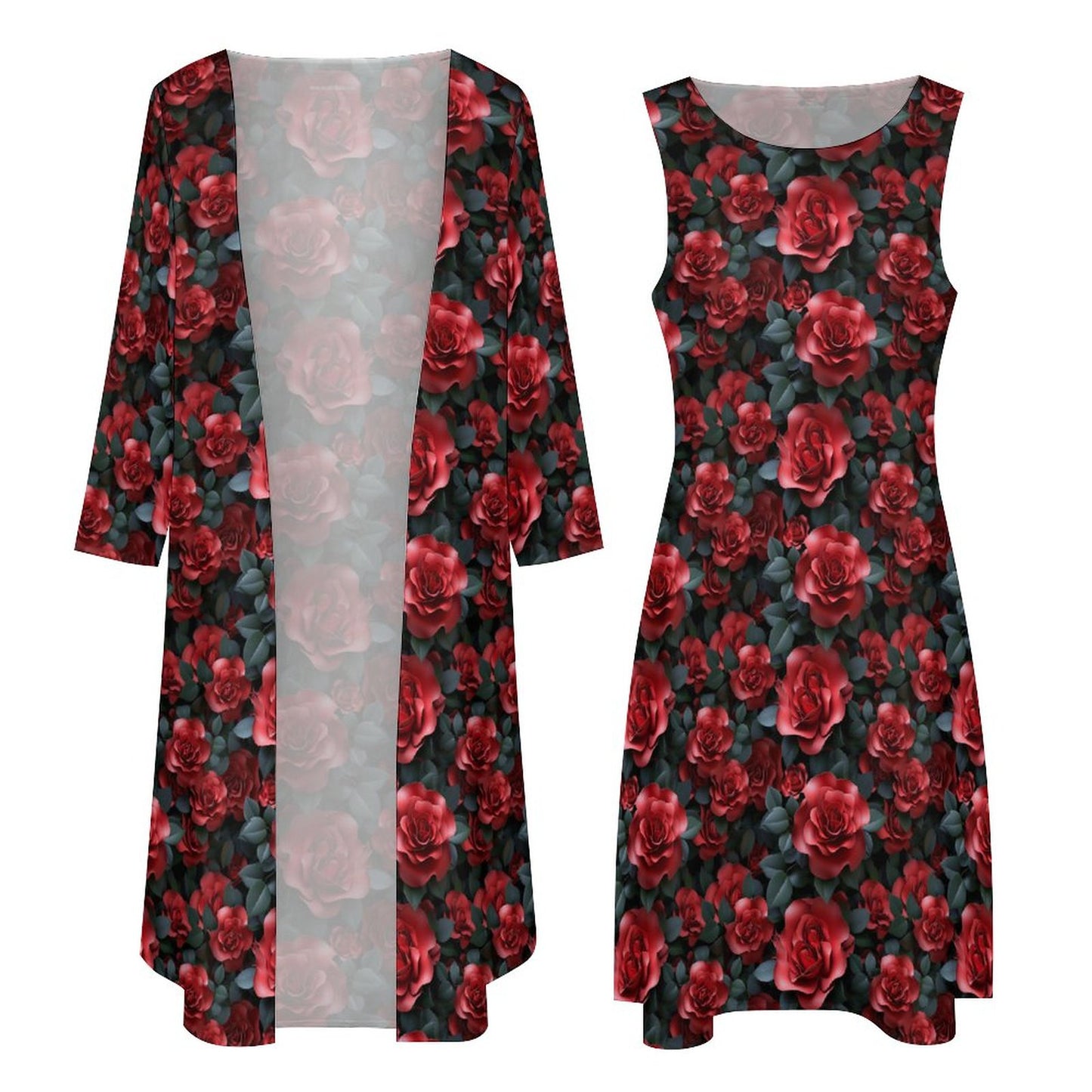 10 Animals, Women’s Long Dress with Cardigan