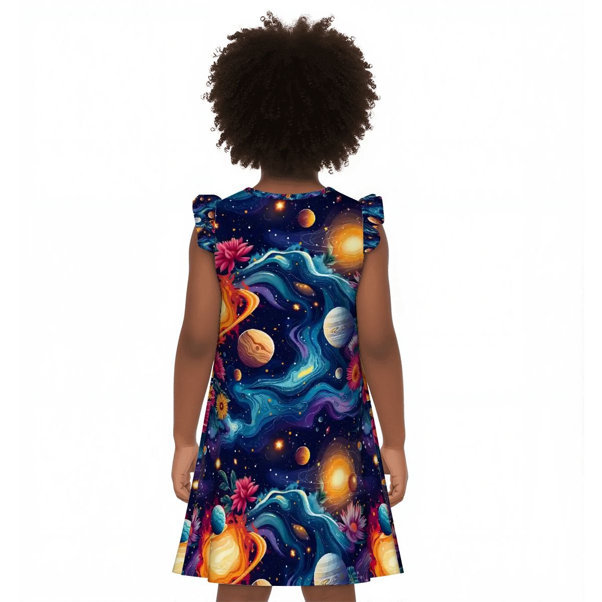 12 Galaxy Space Designs, Girl's Flutter Sleeve Nightgown