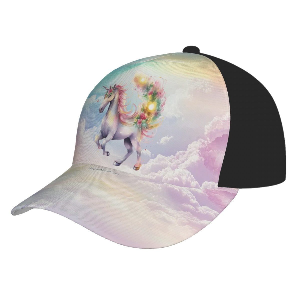 Unicorn on Rainbow clouds, Baseball Cap, Polyester Twill
