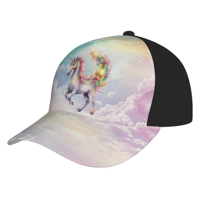 Unicorn on Rainbow clouds, Baseball Cap, Polyester Twill