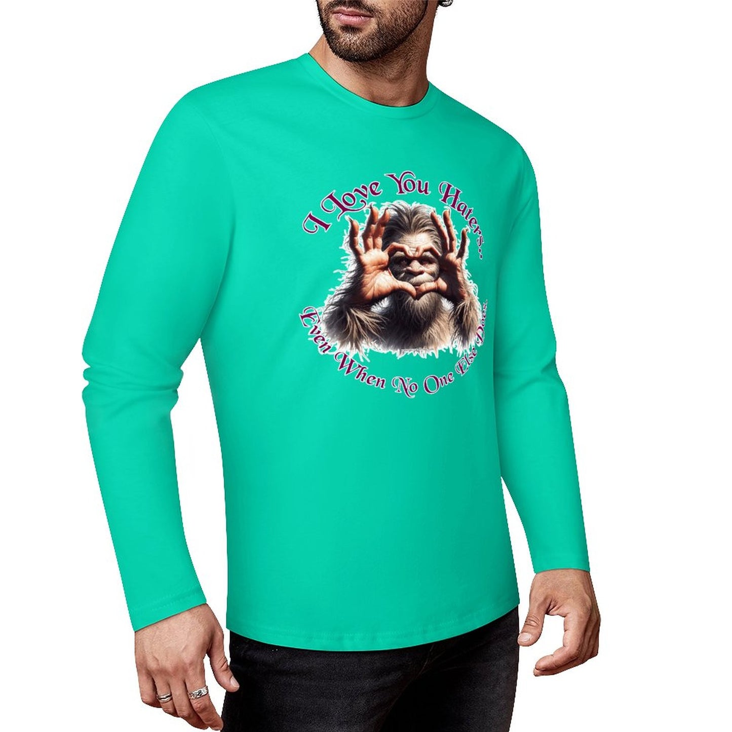 Bigfoot - Sasquatch "I love you.", Cotton Unisex Long Sleeve T-shirt