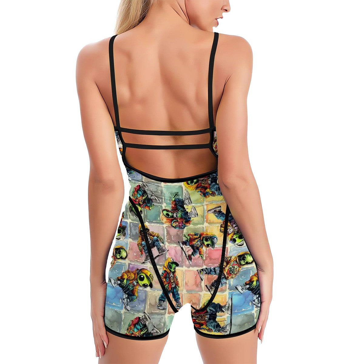 9 Alien Designs, Polyester Spandex Yoga Exercise Jumpsuit