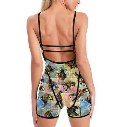 9 Alien Designs, Polyester Spandex Yoga Exercise Jumpsuit
