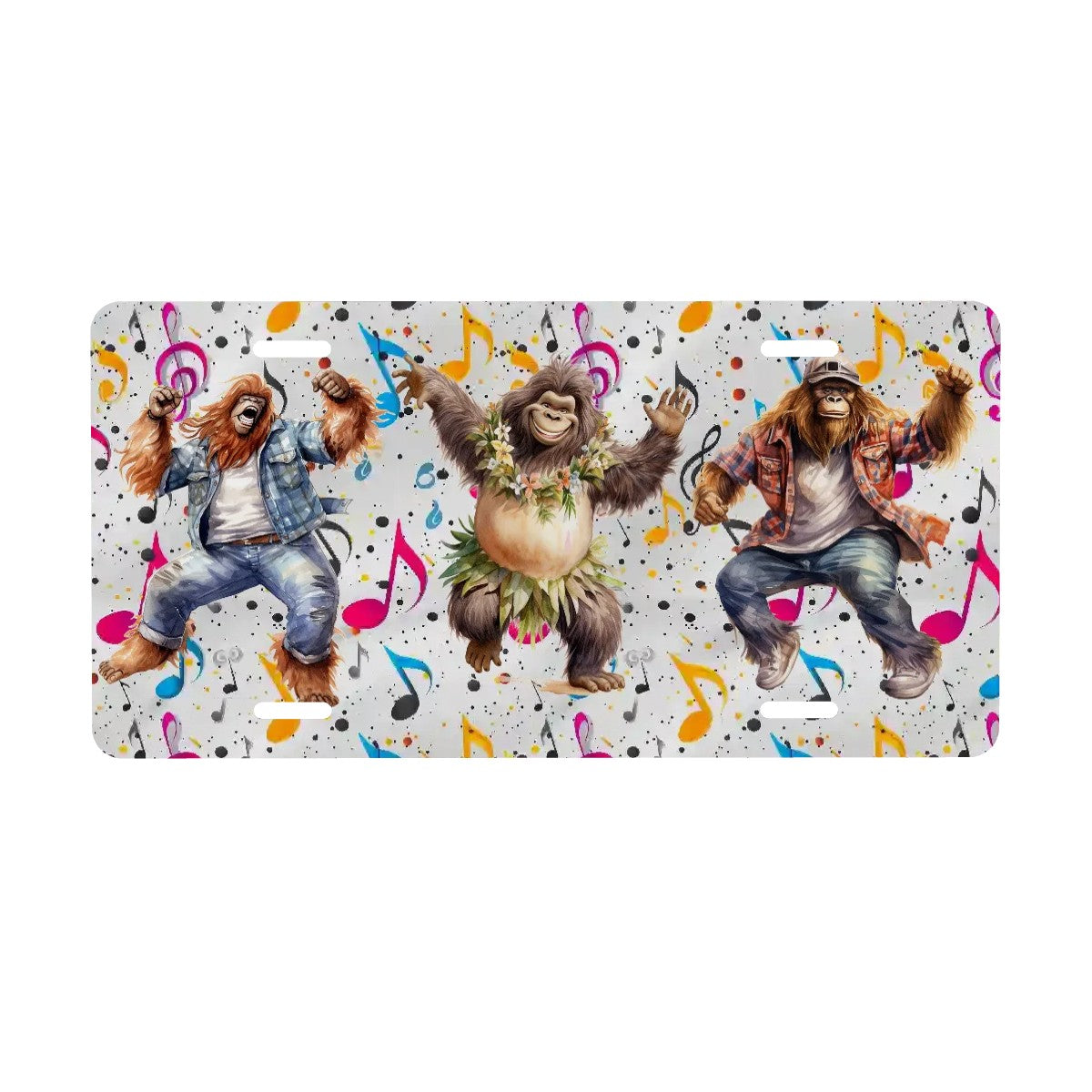 Dancing Bigfoot, Sasquatches Dancing - Automotive Vanity Plate, 12"x6", Aluminum License Plate