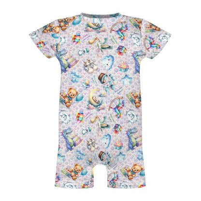 Welcome Baby, Faux Cotton Short Sleeve Baby Bodysuit Romper