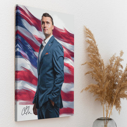 Charlie Kirk Framed Canvas Wooden Frame Wall Art Print - 2 Sizes