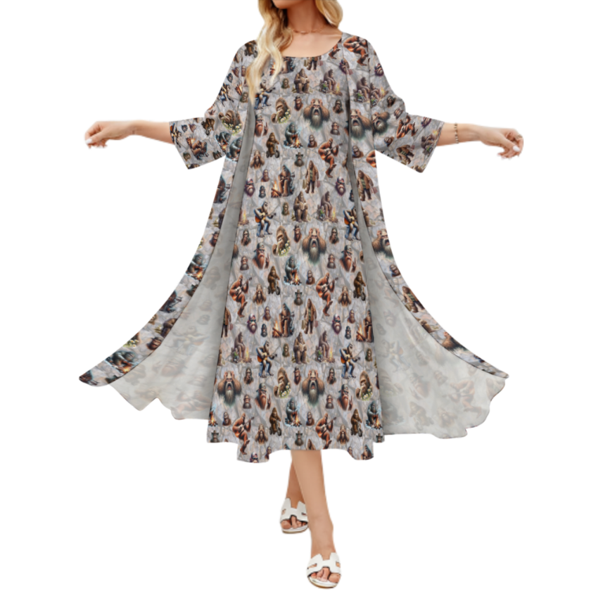 12 More Bigfoot Designs, Women’s Long Dress with Cardigan