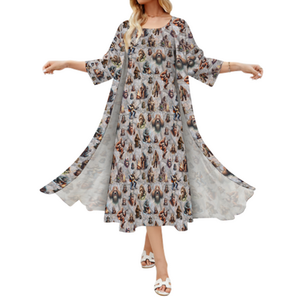 12 More Bigfoot Designs, Women’s Long Dress with Cardigan