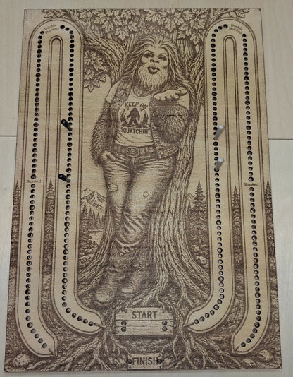 Kissy Face Bigfoot / Sasquatch 2 Player Cribbage Board