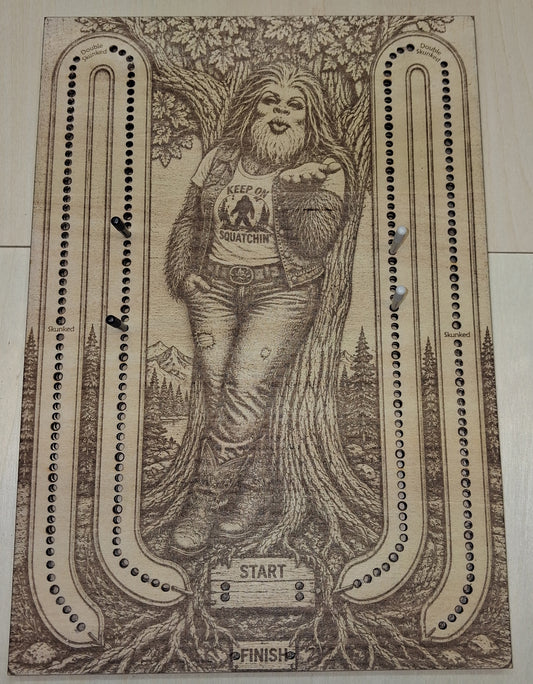 Kissy Face Bigfoot / Sasquatch 2 Player Cribbage Board