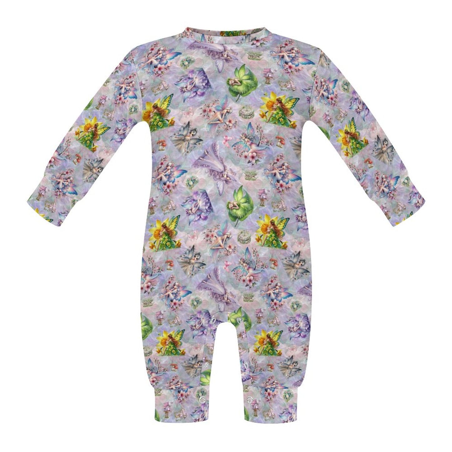 6 Fairy Designs, Long Sleeve Baby / Toddler Romper, Faux Cotton
