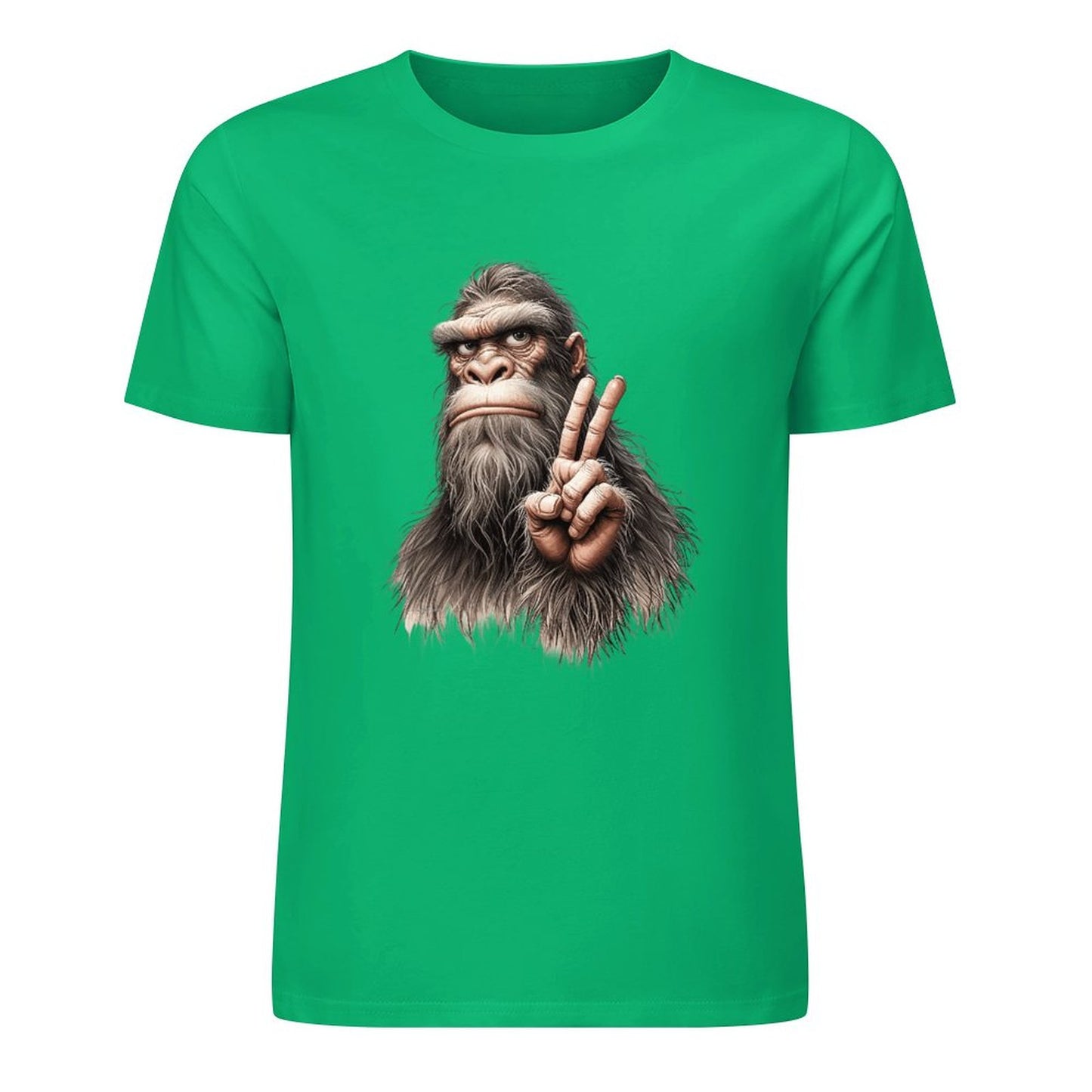 Bigfoot - Sasquatch Peace Hand Short Sleeve Cotton T-Shirt