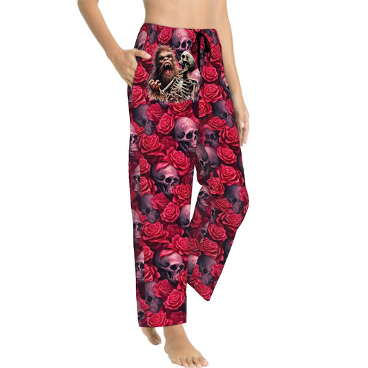 Bigfoot Skull Design, Women’s Pajama Pants with Pockets