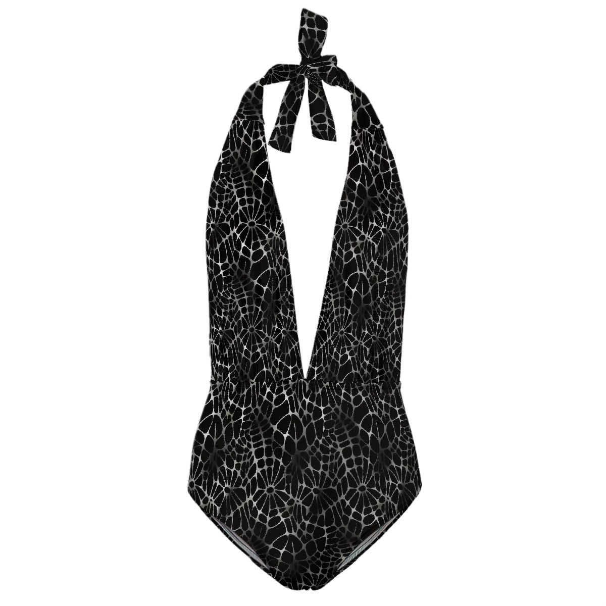 Black Spider Webs, Women’s Deep V One Piece Swimsuit