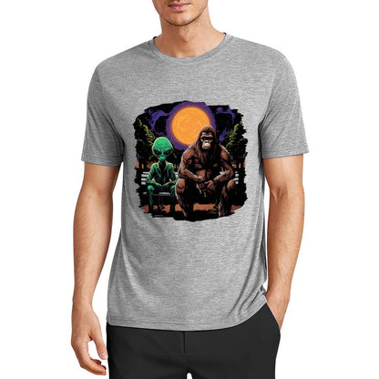 Bigfoot - Sasquatch & Alien Short Sleeve Cotton T-Shirt