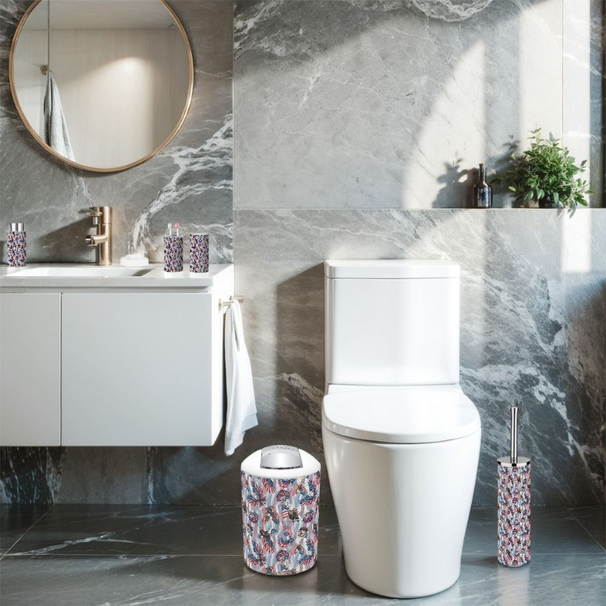 8 Patriot Designs, 5 Piece Bathroom Décor Set