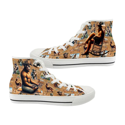 Zen Cowboy Bigfoot, Sasquatch, Women's High Top Canvas Shoes