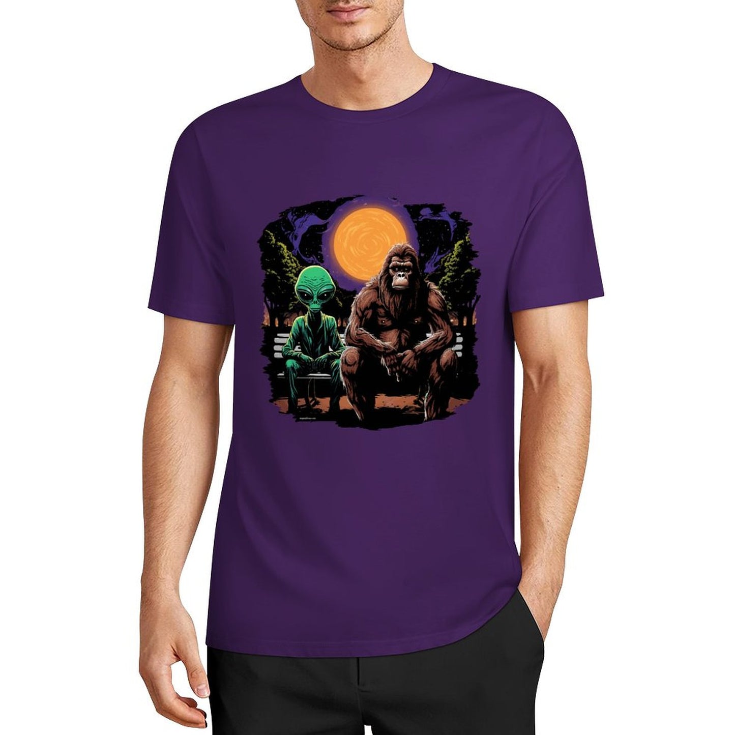 Bigfoot - Sasquatch & Alien Short Sleeve Cotton T-Shirt