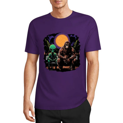 Bigfoot - Sasquatch & Alien Short Sleeve Cotton T-Shirt
