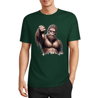 Bigfoot - Sasquatch Thumb Down Short Sleeve Cotton T-Shirt