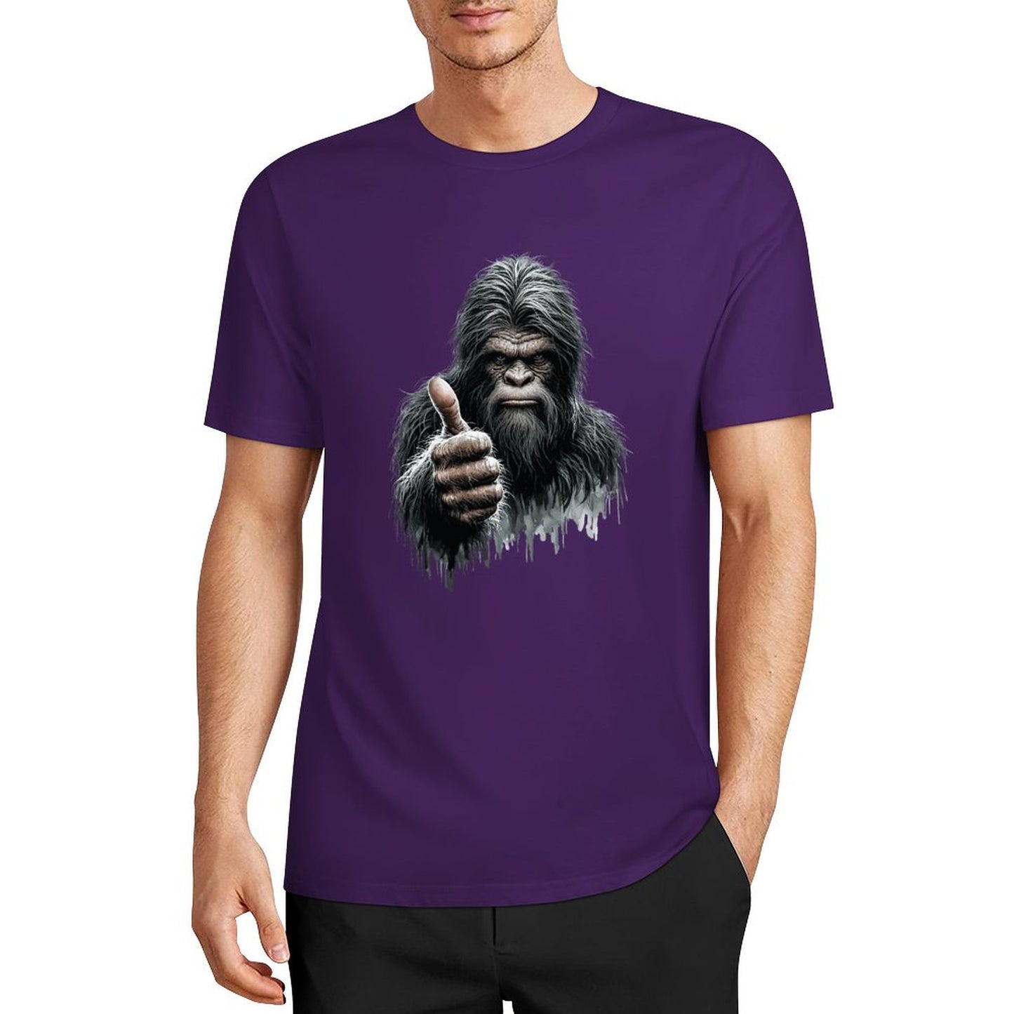 Bigfoot - Sasquatch Thumbs Up Short Sleeve Cotton T-Shirt