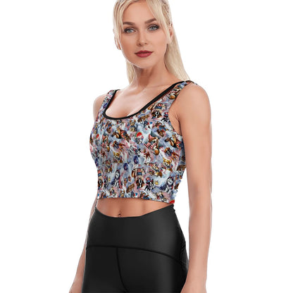 8 Patriotic Designs, Women’s Strappy Sports Bra, Yoga Top, unicorns, cats, dogs, eagles