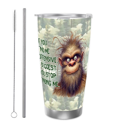 Sasquatch "Offensive", Themed 40 oz Travel Coffee Mug with a Straw