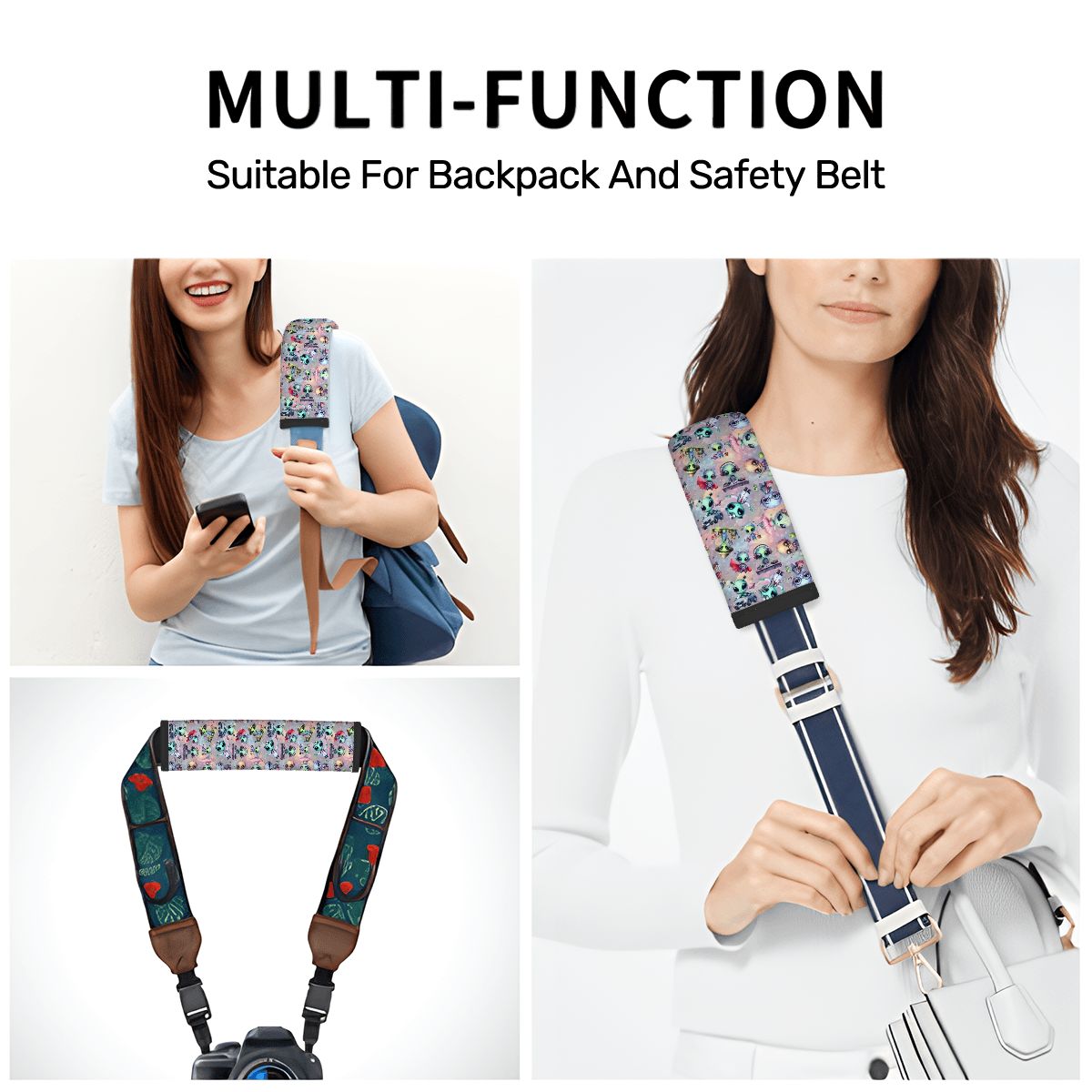 6 Alien Designs, Seat Belt Cover Pad For Adults 2 Pcs