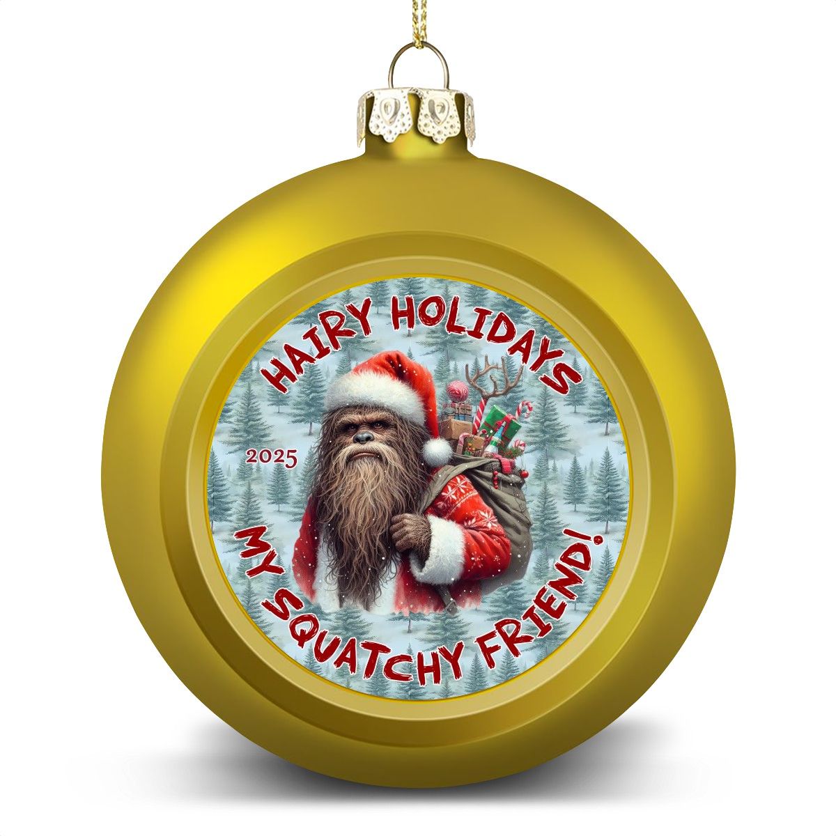 Bigfoot Sasquatch Santa "Hairy Holidays..", Christmas Ball Ornaments