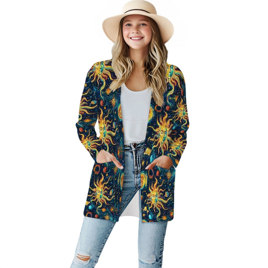 Astronomy Outer Space, Women's Long-Sleeved Cardigan