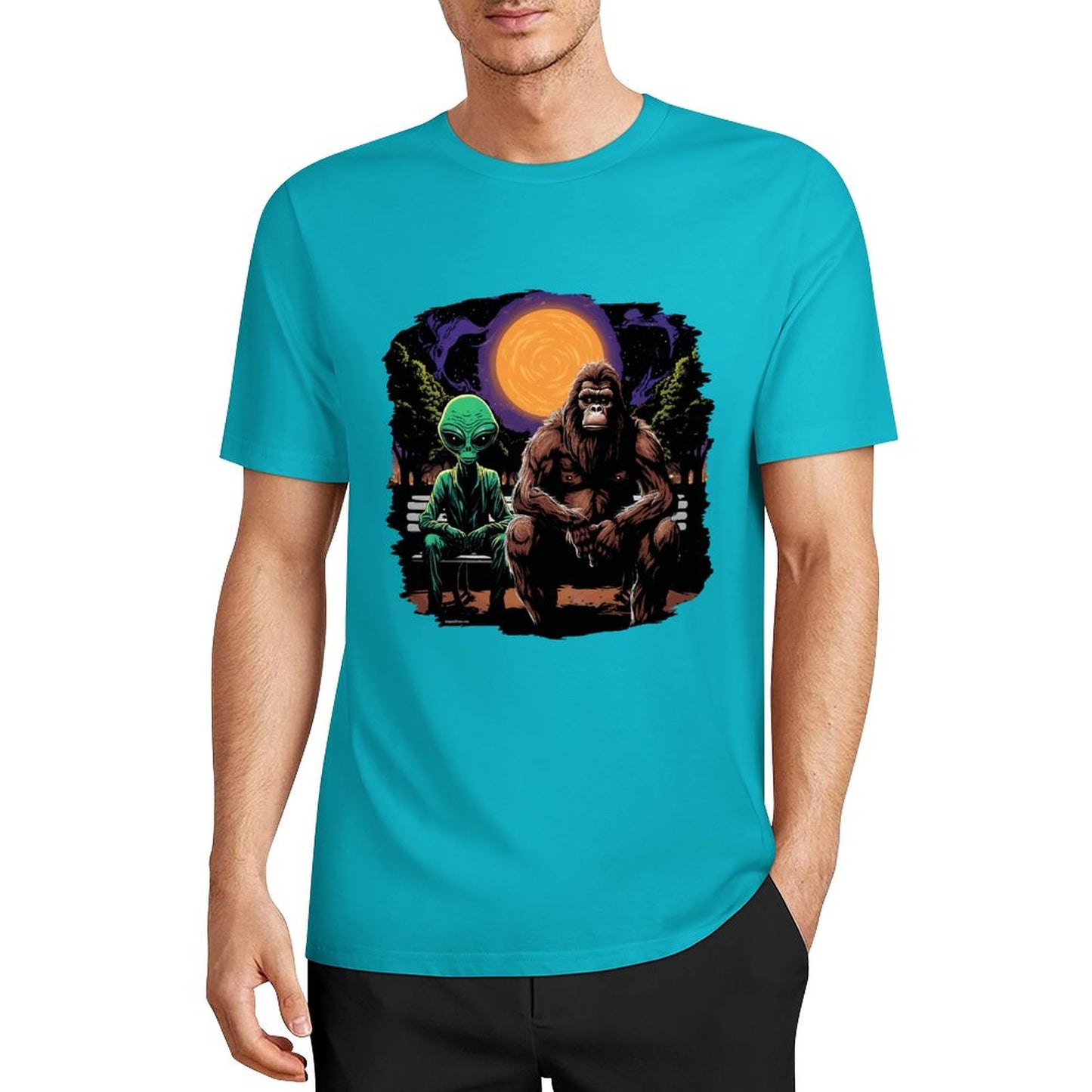 Bigfoot - Sasquatch & Alien Short Sleeve Cotton T-Shirt