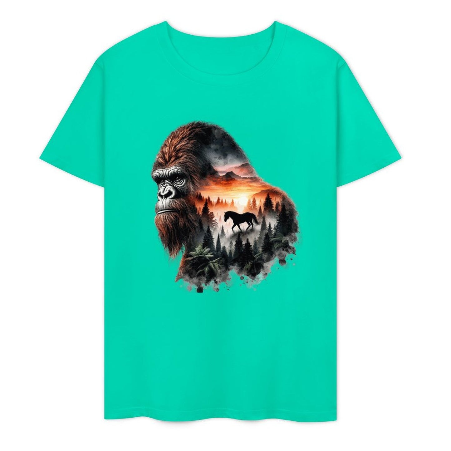 Bigfoot - Sasquatch Scenery Short Sleeve Cotton T-Shirt