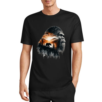 Bigfoot - Sasquatch Scenery Short Sleeve Cotton T-Shirt