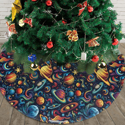 12 Galaxy Outer Space Designs, Plush Christmas Tree Skirt – 3 Sizes