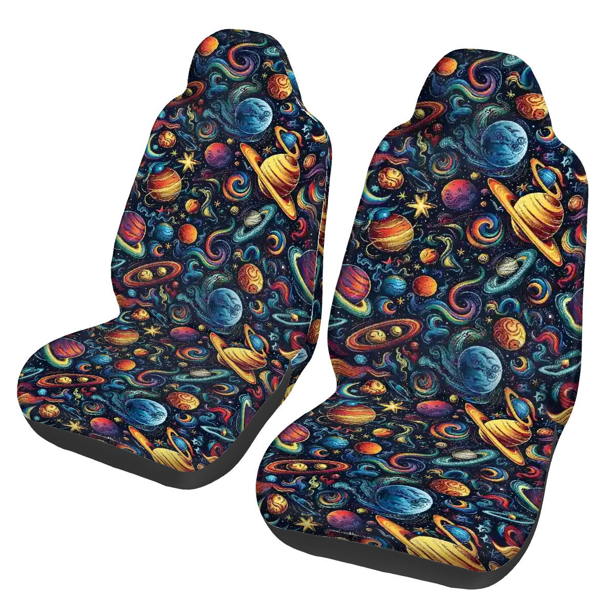 12 Galaxy / Outer Space Design, Set of 2 Front Auto Seat Cover