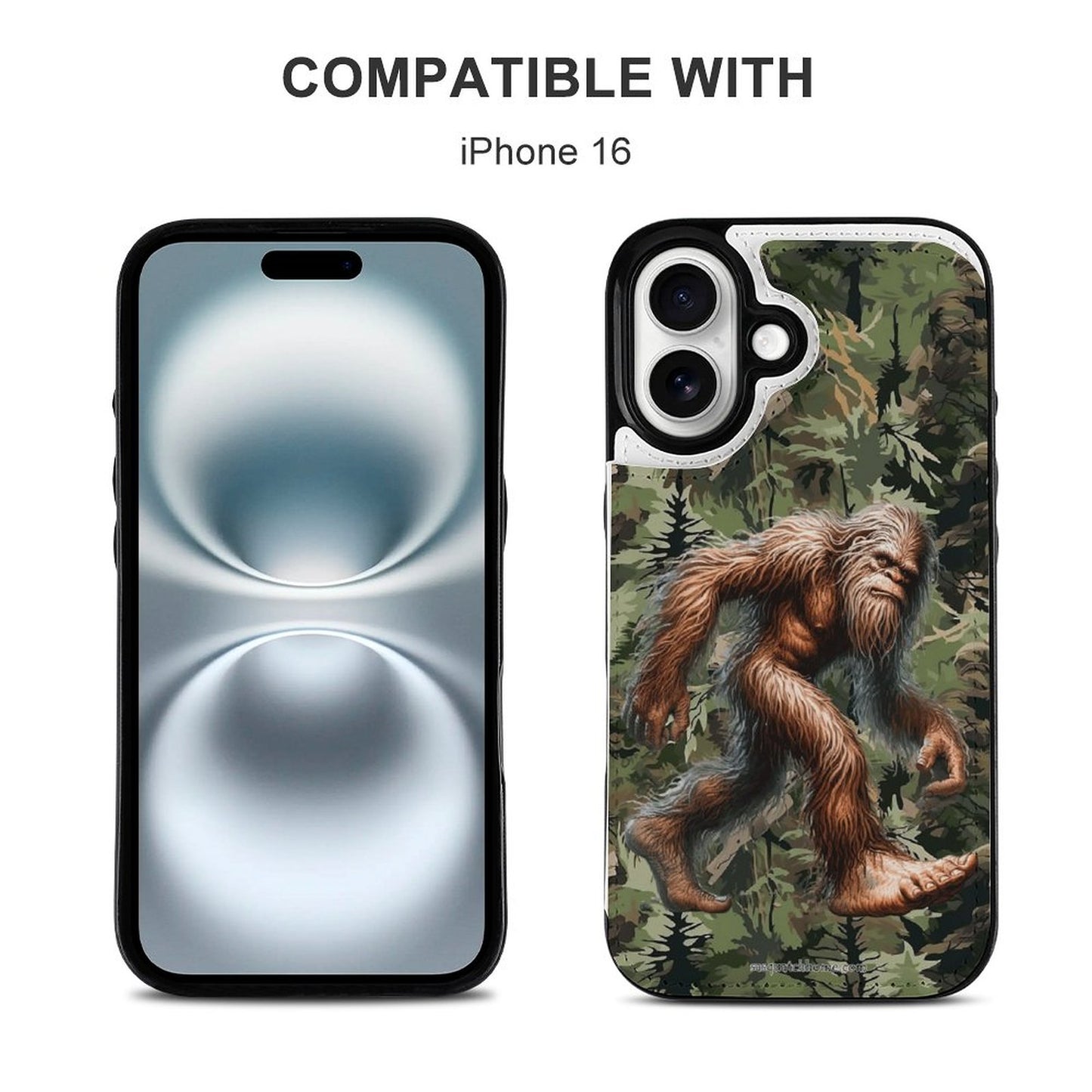 Bigfoot / Sasquatch in Woods, iPhone 16 Faux Leather Wallet Case