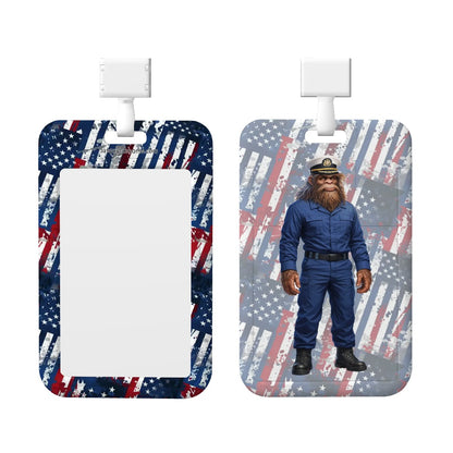 Bigfoot Sasquatch Coast Guard - Durable Double Sided Badge Holder