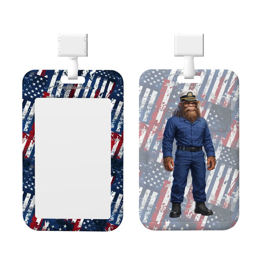Bigfoot Sasquatch Coast Guard - Durable Double Sided Badge Holder