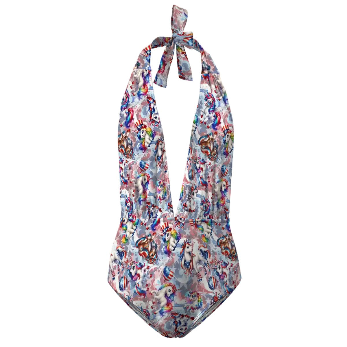 8 Patriotic Design, Women’s Deep V One Piece Swimsuit