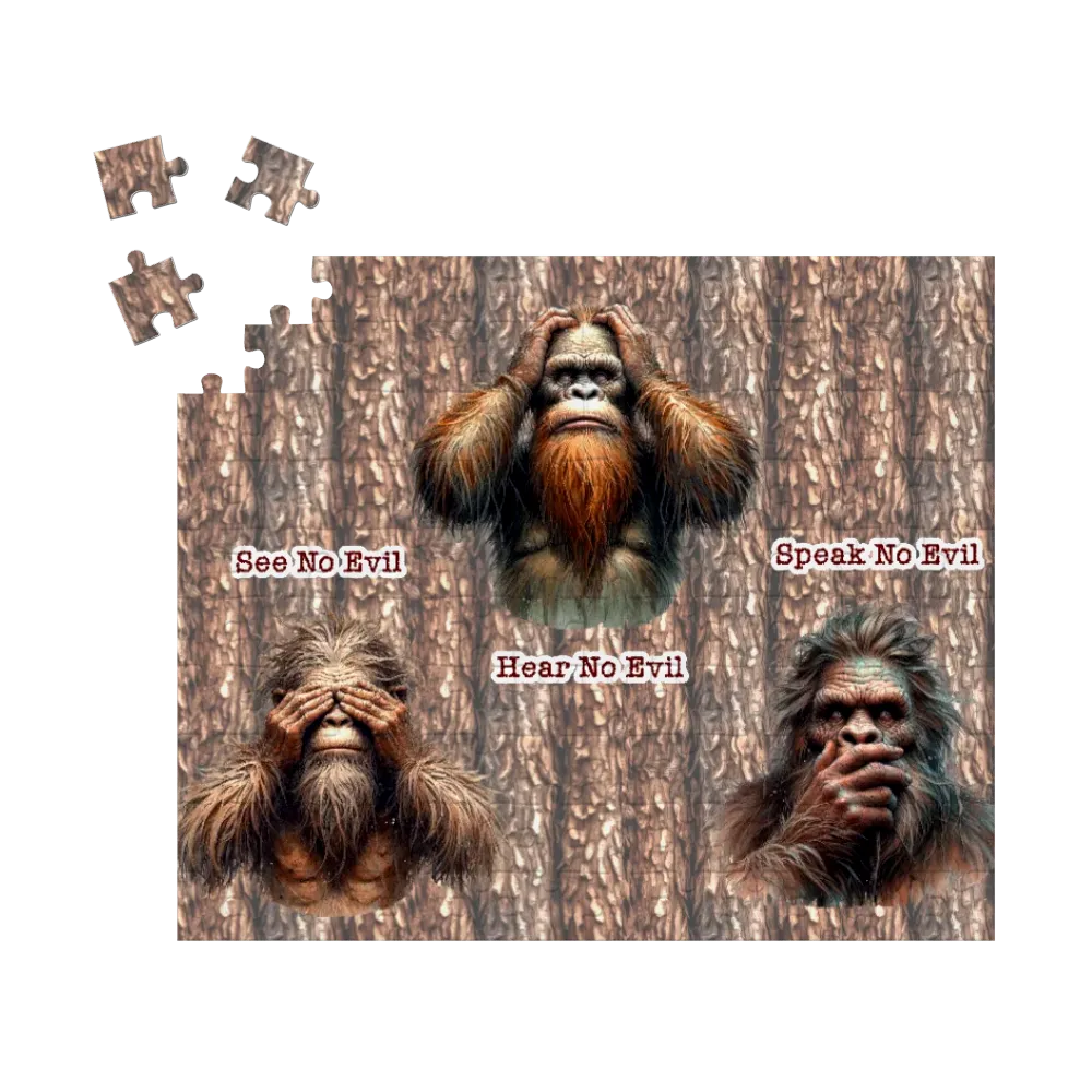 Bigfoot / Sasquatch, "See no evil..", Jigsaw Puzzles, 4 Sizes