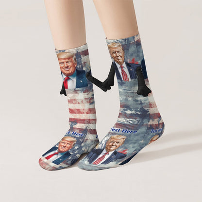 Donald Trump Magnetic Holding Hands Funny Socks – PERSONALIZE FREE