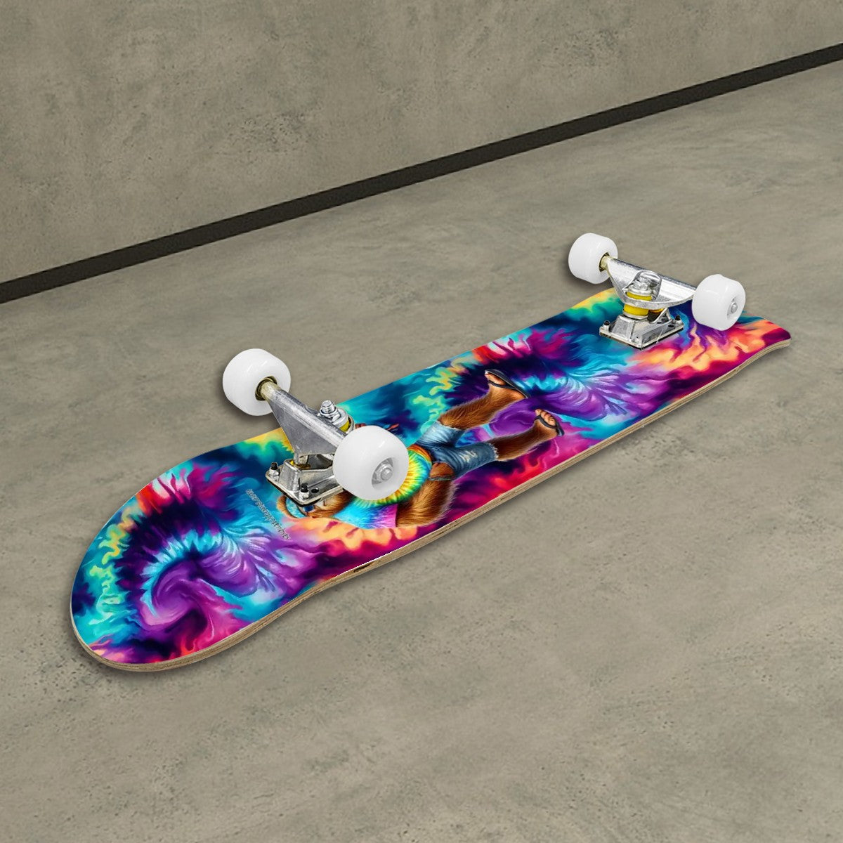 Bigfoot / Sasquatch Hippie Flower, High Density 7 Layer Skateboard, Made In USA