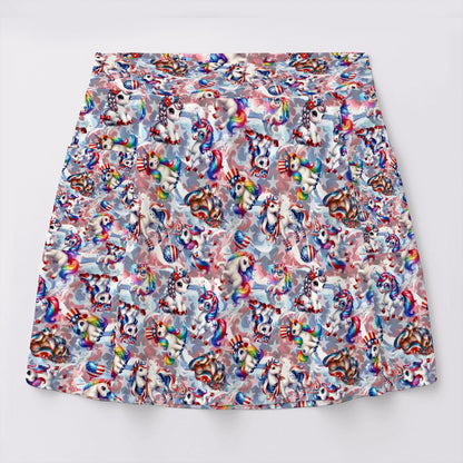 8 Patriotic Designs, Women’s Milk Silk Sports Skorts with Pockets